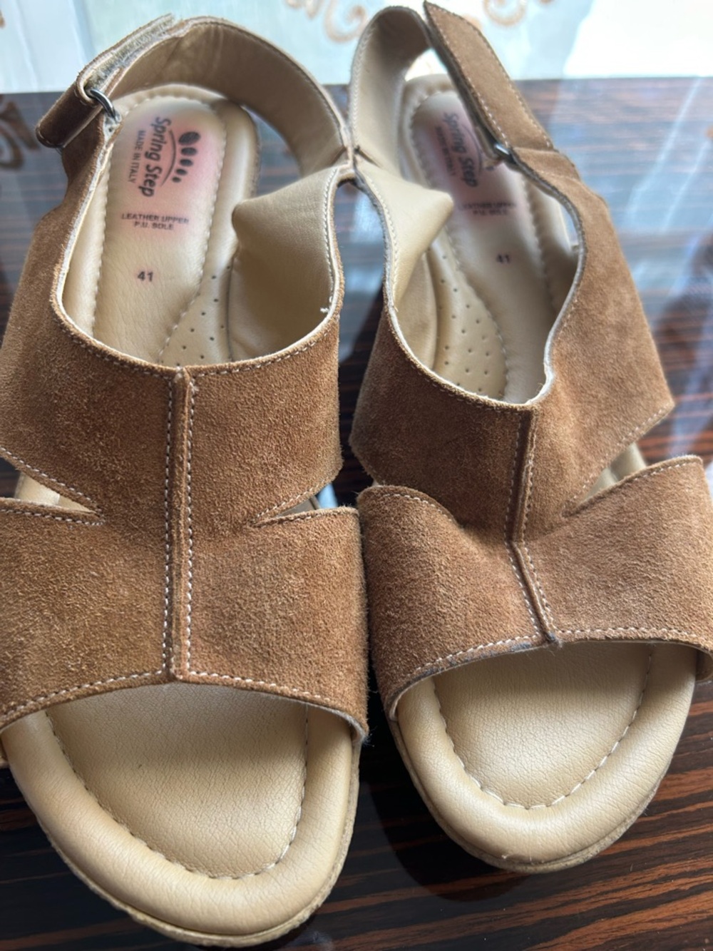 Spring Step Platform Wedge Sandals Leather Italy